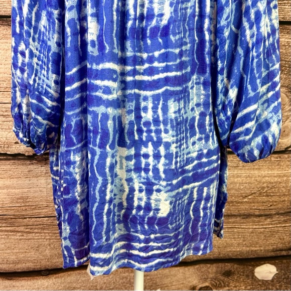 SOLD 🛍️ Croft & Barrow Women’s Rayon Tie Dye Novelty V-neck Flared Blouse 1X - Picture 5 of 7